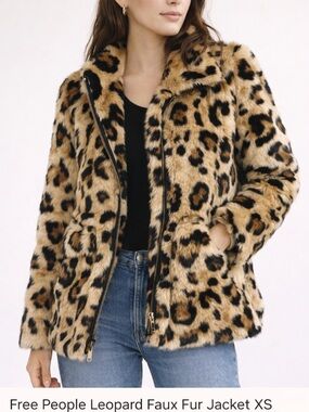А Free People Leopard Faux Fur Jacket – XS (fits S)